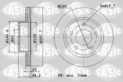 Дисковой тормозной механизм SASIC для VW POLO (6R, 6C) 1.2 TSI