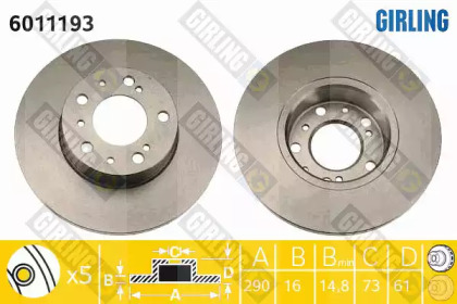 Дисковой тормозной механизм GIRLING для PEUGEOT J5 автобус (290P) 2.5 TD