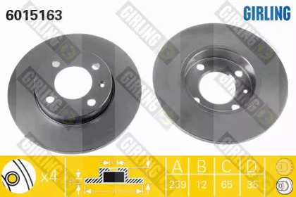 Тормозной диск GIRLING для VW GOLF II (19E, 1G1) 1.8 i Cat Syncro