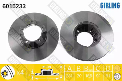 Тормозной диск GIRLING для VW LT 40-55 I c бортовой платформой/ходовая часть (293-909) 2.4 D