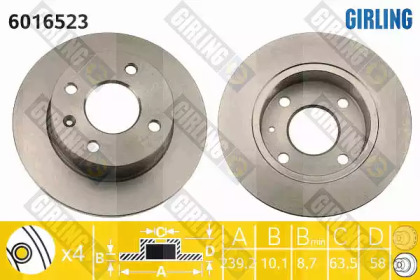 Тормозной диск GIRLING для FORD ESCORT '81 Express (AVA) 1.6 D