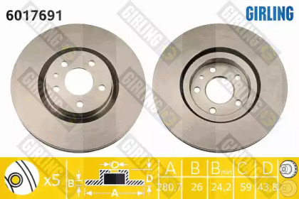 Тормозной диск GIRLING для ALFA ROMEO 164 (164_) 3.0 24V (164.K1)