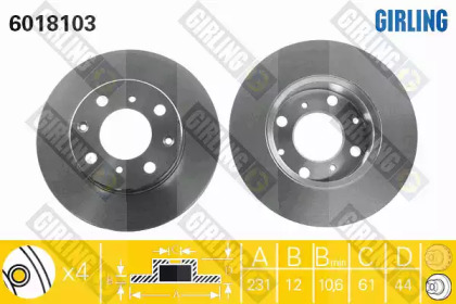 Тормозной диск GIRLING для HONDA CRX I (AF, AS) 1.3