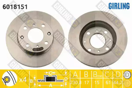 Дисковой тормозной механизм GIRLING для HONDA CRX I (AF, AS) 1.6 i 16V (AS)