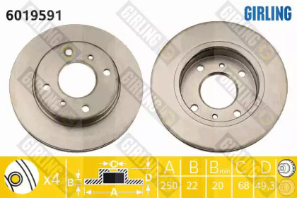 Тормозной диск GIRLING для NISSAN BLUEBIRD Station Wagon (WU11) 2.0 D