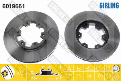 Тормозной диск GIRLING для NISSAN TERRANO I (WD21) 2.4 i 4WD