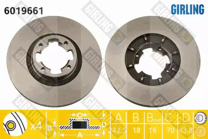 Дисковой тормозной механизм GIRLING для SUBARU LEONE II 1800 4WD