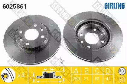 Тормозной диск GIRLING для NISSAN KUBISTAR (X76) 1.5 dCi