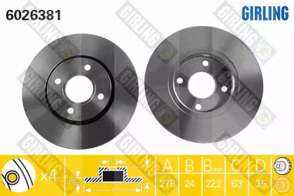 Дисковой тормозной механизм GIRLING для FORD SIERRA Хэтчбек (GBC, GBG) 2.0 16V Cosworth 4x4