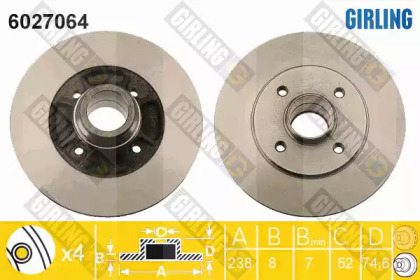 Дисковой тормозной механизм GIRLING для RENAULT CLIO I (B/C57_, 5/357_) 1.4