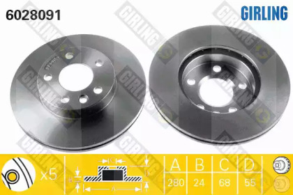 Дисковой тормозной механизм GIRLING для VW TRANSPORTER IV c бортовой платформой/ходовая часть (70XD) 1.9 TD
