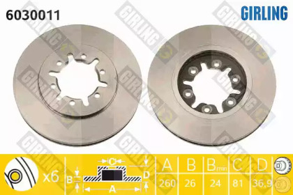 Тормозной диск GIRLING для NISSAN PATHFINDER II (R50) 2.7 TD 4WD