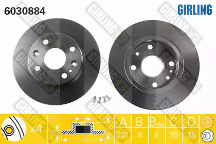 Дисковой тормозной механизм GIRLING для MAZDA 323 S IV (BG) 1.8 16V Turbo 4WD