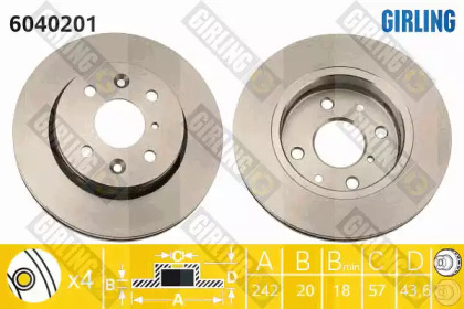 Дисковой тормозной механизм GIRLING для KIA SHUMA (FB) 1.8 i 16V