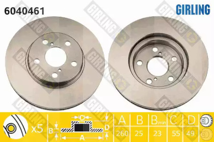 Тормозной диск GIRLING для TOYOTA AVENSIS (_T22_) 1.6 (AT220_)