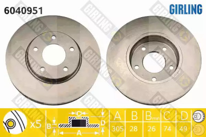Тормозной диск GIRLING для JAGUAR XK 8 купе (X100) 4.0