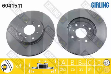 Тормозной диск GIRLING для HONDA ACCORD VI Hatchback (CH, CL) 1.8 i (CH6)