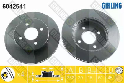 Тормозной диск GIRLING для NISSAN SUNNY III Liftback (N14) 2.0 i 16V