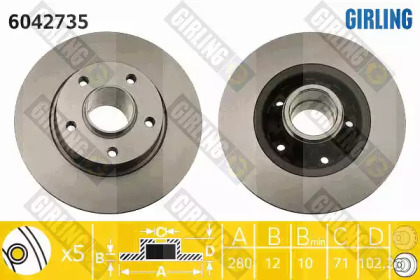 Тормозной диск GIRLING для NISSAN PRIMASTAR Фургон (X83) 2.0