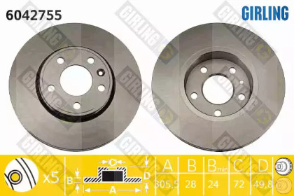Тормозной диск GIRLING для NISSAN PRIMASTAR Фургон (X83) 2.0