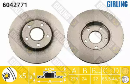 Дисковой тормозной механизм GIRLING для FORD TOURNEO CONNECT 1.8 TDCi /TDDi /DI