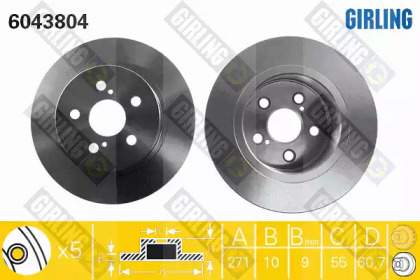 Тормозной диск GIRLING для TOYOTA AVENSIS (_T22_) 1.8 VVT-i (ZZT221_)