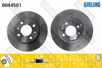 Тормозной диск GIRLING для KIA PICANTO (BA) 1.0