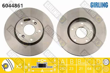Тормозной диск GIRLING для HONDA CIVIC VIII седан (FD, FA) 1.8 EXS Flex