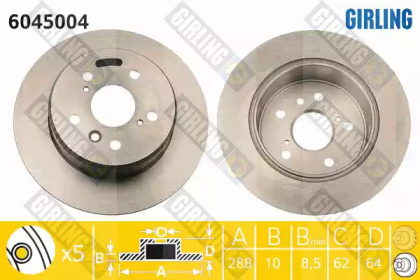 Дисковой тормозной механизм GIRLING для LEXUS ES (VCV10_, VZV21_) 300 (MCV10_, VCV10_)