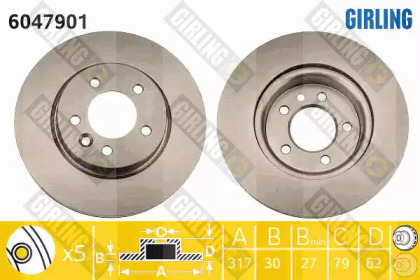 Тормозной диск GIRLING для LAND ROVER DISCOVERY III (L319) 4.0 V6 4x4