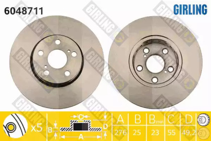 Тормозной диск GIRLING для TOYOTA AVENSIS (_T22_) 1.8 VVT-i (ZZT221_)