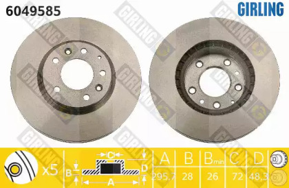 Тормозной диск GIRLING для MAZDA CX-9 (TB) 3.7 AWD