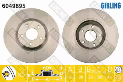 Тормозной диск GIRLING для NISSAN JUKE (F15) 1.6 DIG-T NISMO RS 4x4