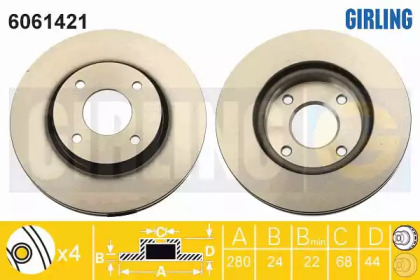 Тормозной диск GIRLING для NISSAN CUBE (Z12) 1.6 16V