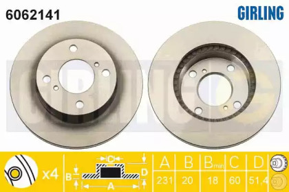 Тормозной диск GIRLING для NISSAN PIXO (UA0) 1.0