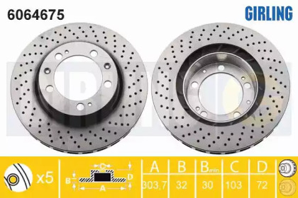 Дисковой тормозной механизм GIRLING для PORSCHE 911 Targa (993) 3.6 Carrera