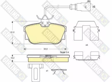 Дисковой тормозной механизм GIRLING для VW TRANSPORTER IV c бортовой платформой/ходовая часть (70XD) 1.9 TD