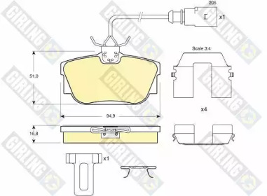 Дисковой тормозной механизм GIRLING для VW TRANSPORTER IV c бортовой платформой/ходовая часть (70XD) 1.9 TD