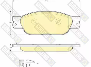 Тормозные колодки GIRLING для JAGUAR S-TYPE (X200) 2.5 V6