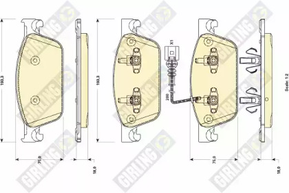 Дисковой тормозной механизм GIRLING для VW TRANSPORTER VI c бортовой платформой/ходовая часть (SFD, SFE 2.0 TDI