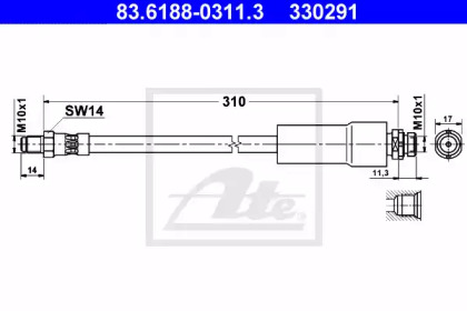 тормозные шланги ATE для FORD SCORPIO II Turnier (GNR, GGR) 2.0 i