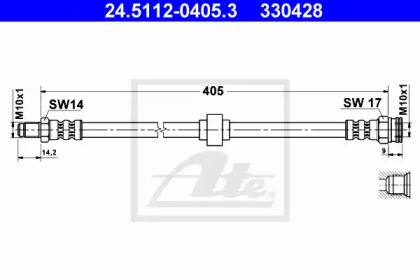 тормозные шланги ATE для PEUGEOT 205 I (741A/C) 1.7 Diesel