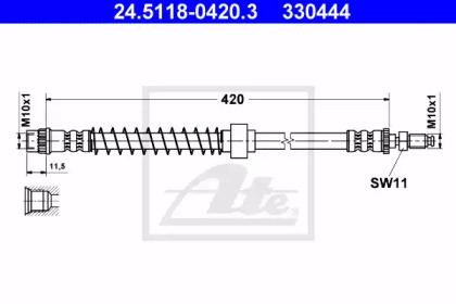 тормозные шланги ATE для PEUGEOT 405 I (15B) 1.8 Turbo Diesel