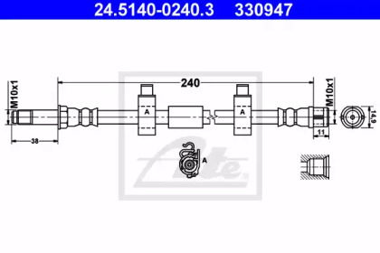тормозные шланги ATE для VW MULTIVAN V (7HM, 7HN, 7HF, 7EF, 7EM, 7EN) 1.9 TDI