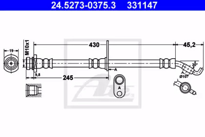 тормозные шланги ATE для SUZUKI SX4 (EY, GY) 1.6 VVT 4x4 (RW 416)