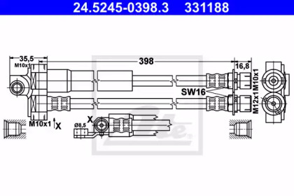 тормозные шланги ATE для FORD TRANSIT Фургон (E_ _) 2.5 TD (EAS, EAL)