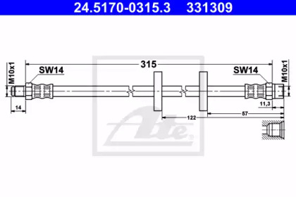 тормозные шланги ATE для VW GOLF II (19E, 1G1) 1.8 GTI 16V