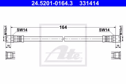 тормозные шланги ATE для VW GOLF II (19E, 1G1) 1.8 i Cat Syncro