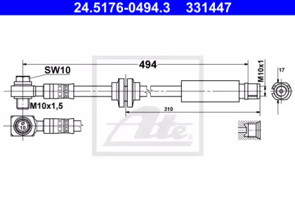 тормозные шланги ATE для CHEVROLET MALIBU (V300) 2.0 D