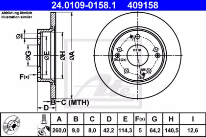 Тормозной диск ATE для HONDA CIVIC VIII седан (FD, FA) 1.8 EXS Flex